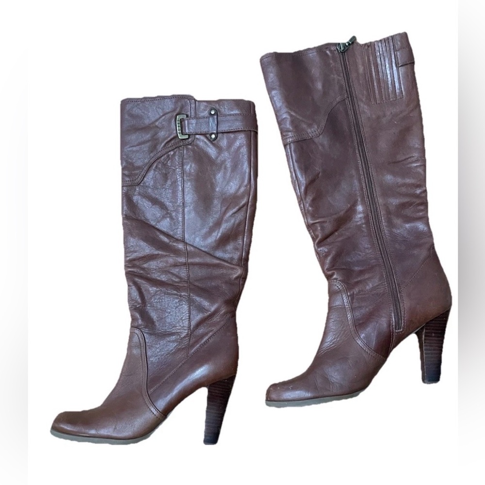 Guess Womens Size 8 M Brown
Leather Zip Slouch Knee High
Fashion Boots Heel